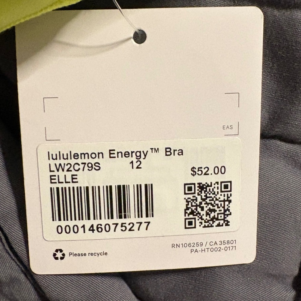 NWT Lululemon Energy Bra Electric Lemon Neon Yellow Strappy Sports Bra Size 12 - Picture 5 of 6